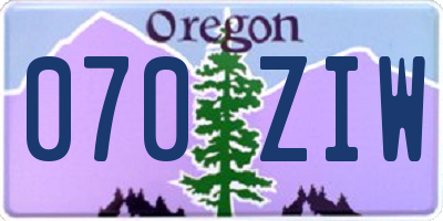OR license plate 070ZIW