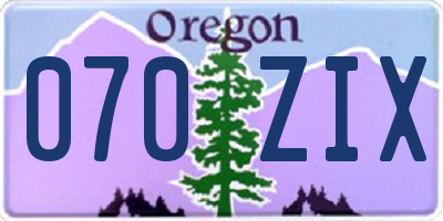 OR license plate 070ZIX