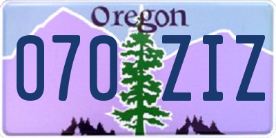 OR license plate 070ZIZ