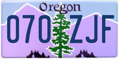 OR license plate 070ZJF