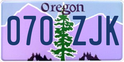 OR license plate 070ZJK