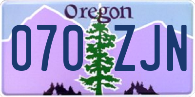 OR license plate 070ZJN