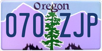 OR license plate 070ZJP