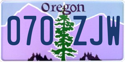OR license plate 070ZJW