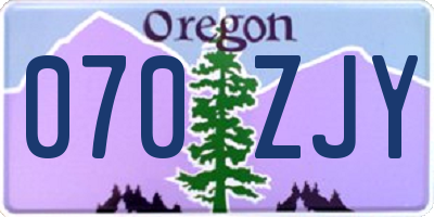 OR license plate 070ZJY