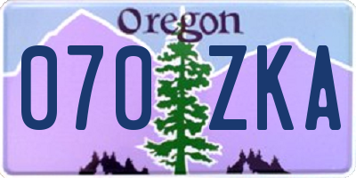 OR license plate 070ZKA