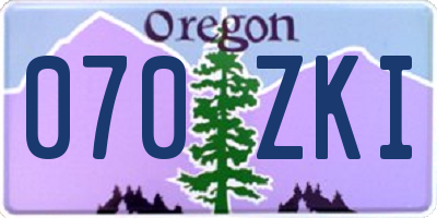 OR license plate 070ZKI
