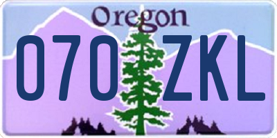 OR license plate 070ZKL