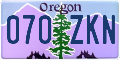 OR license plate 070ZKN