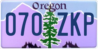 OR license plate 070ZKP