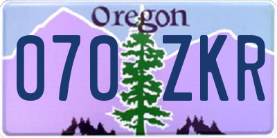 OR license plate 070ZKR