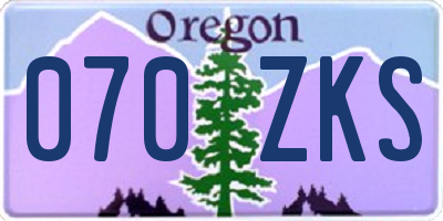 OR license plate 070ZKS