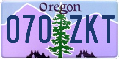 OR license plate 070ZKT