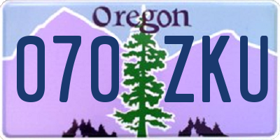 OR license plate 070ZKU
