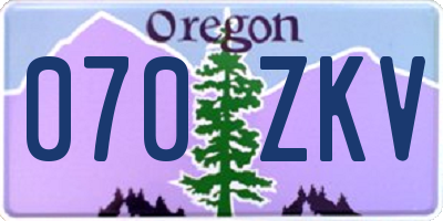 OR license plate 070ZKV