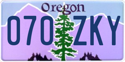 OR license plate 070ZKY