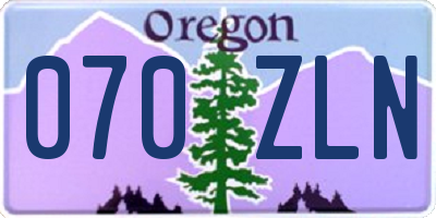OR license plate 070ZLN
