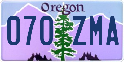 OR license plate 070ZMA