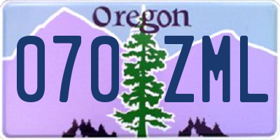 OR license plate 070ZML