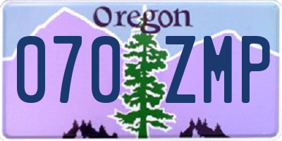 OR license plate 070ZMP