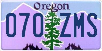 OR license plate 070ZMS