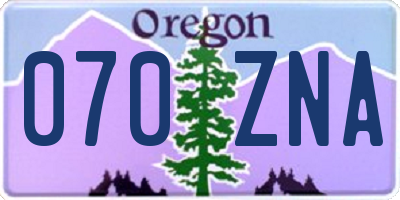 OR license plate 070ZNA