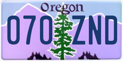 OR license plate 070ZND
