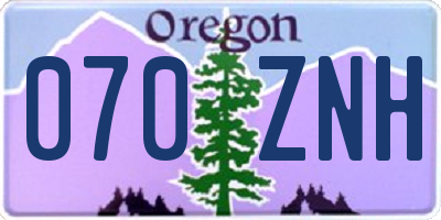 OR license plate 070ZNH
