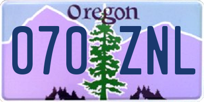 OR license plate 070ZNL