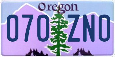 OR license plate 070ZNO