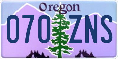 OR license plate 070ZNS