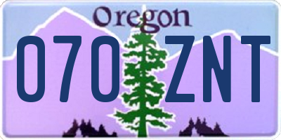 OR license plate 070ZNT