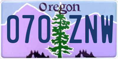 OR license plate 070ZNW