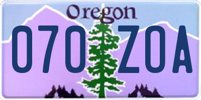 OR license plate 070ZOA