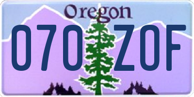 OR license plate 070ZOF