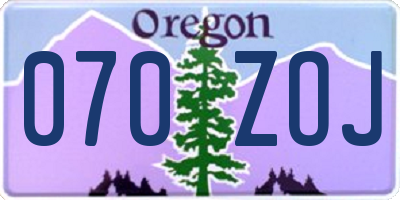 OR license plate 070ZOJ