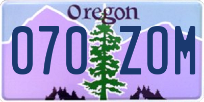 OR license plate 070ZOM