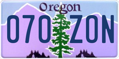 OR license plate 070ZON