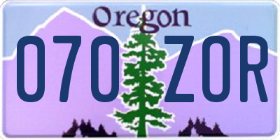 OR license plate 070ZOR