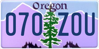OR license plate 070ZOU