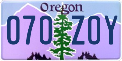 OR license plate 070ZOY