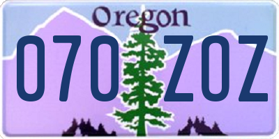 OR license plate 070ZOZ