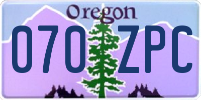 OR license plate 070ZPC