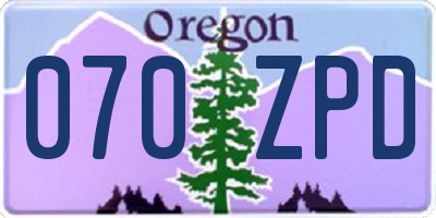 OR license plate 070ZPD