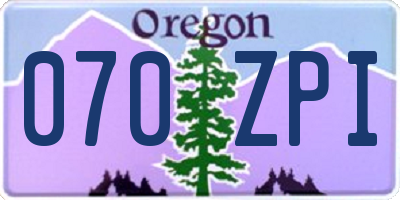 OR license plate 070ZPI