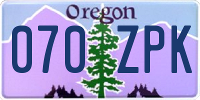 OR license plate 070ZPK