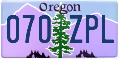 OR license plate 070ZPL