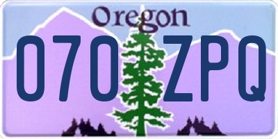 OR license plate 070ZPQ