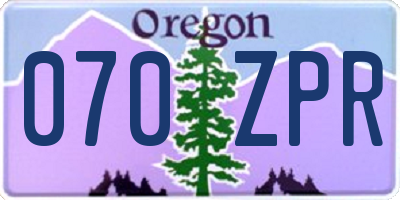 OR license plate 070ZPR