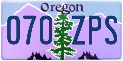 OR license plate 070ZPS